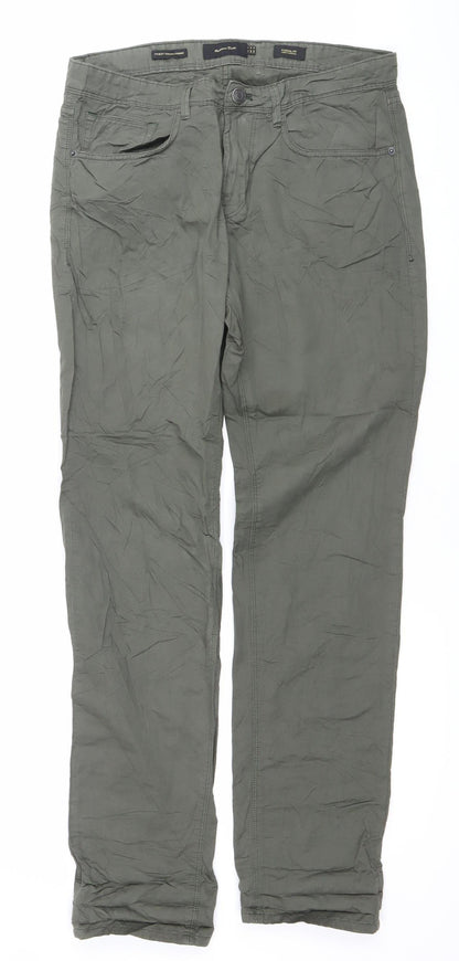 Womens UK Size 10 Massimo Dutti Regular Fit Chino Green Trousers