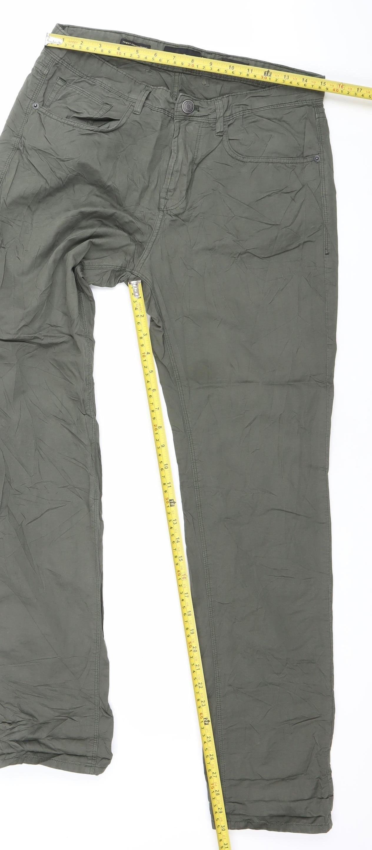 Womens UK Size 10 Massimo Dutti Regular Fit Chino Green Trousers