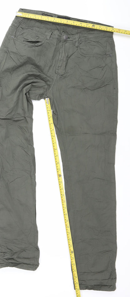 Womens UK Size 10 Massimo Dutti Regular Fit Chino Green Trousers