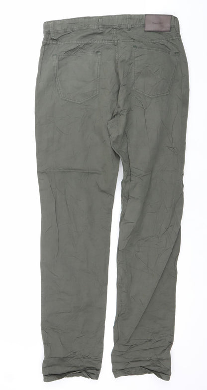 Womens UK Size 10 Massimo Dutti Regular Fit Chino Green Trousers