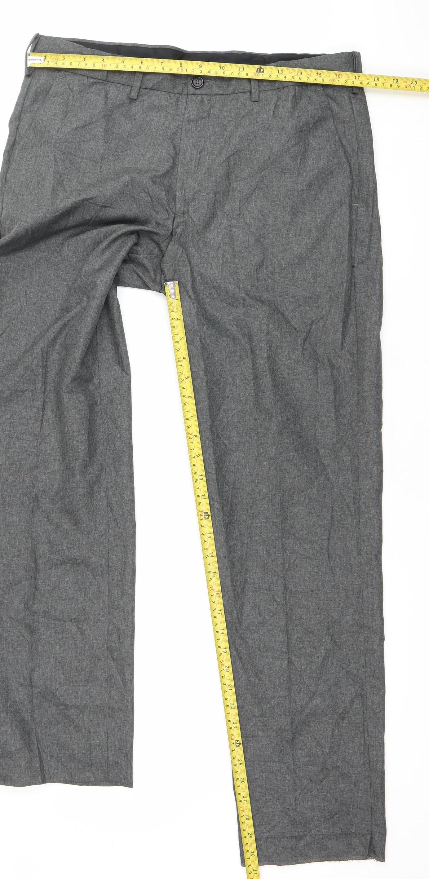 Marks and Spencer Men's Grey Regular Fit Dress Trousers 34W 31L