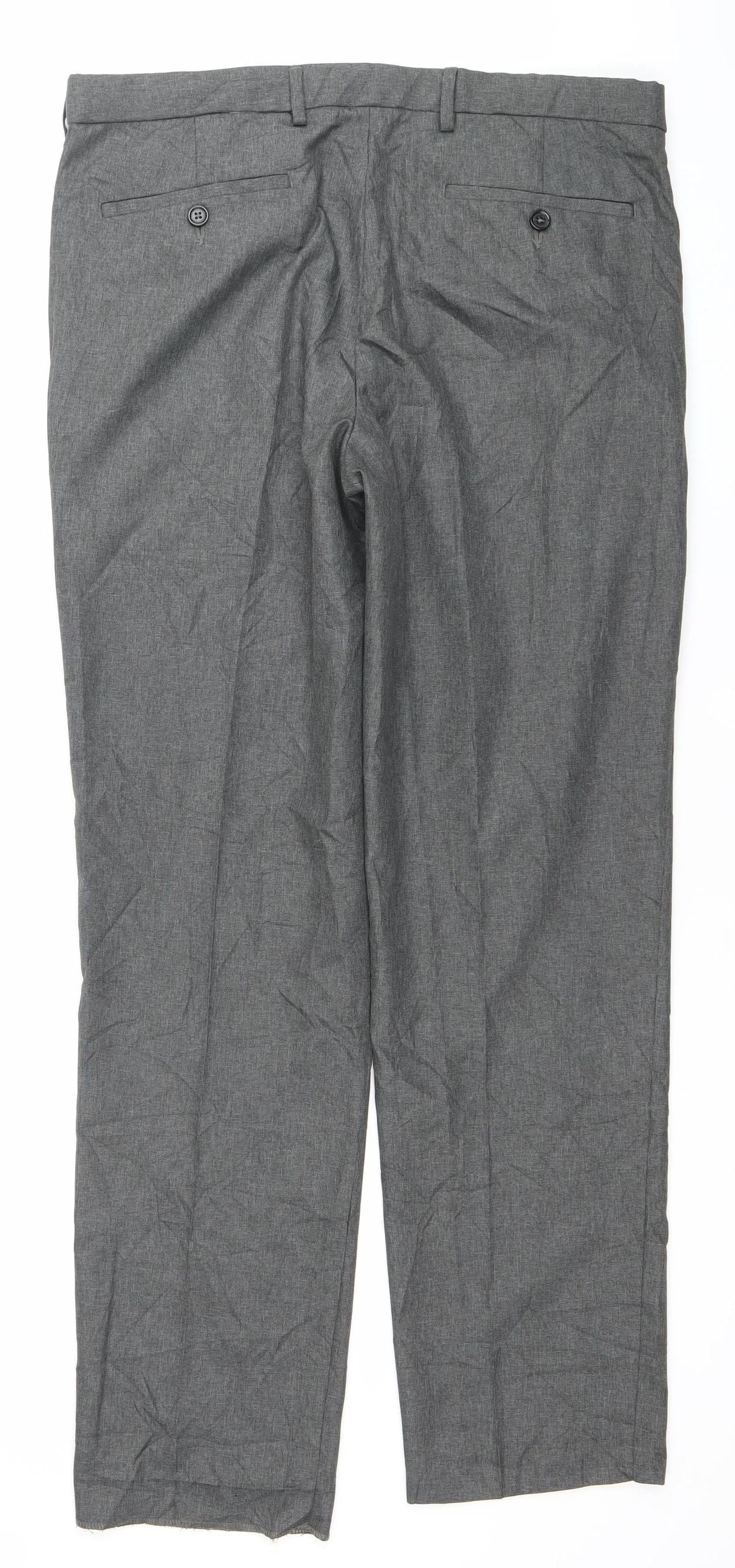 Marks and Spencer Men's Grey Regular Fit Dress Trousers 34W 31L