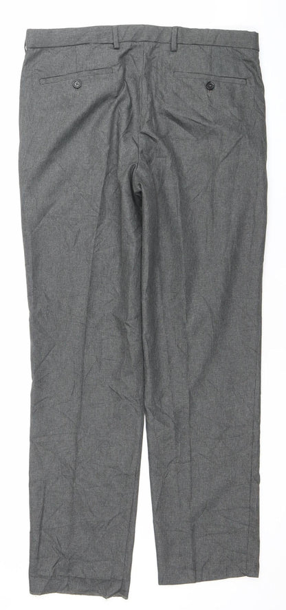 Marks and Spencer Men's Grey Regular Fit Dress Trousers 34W 31L