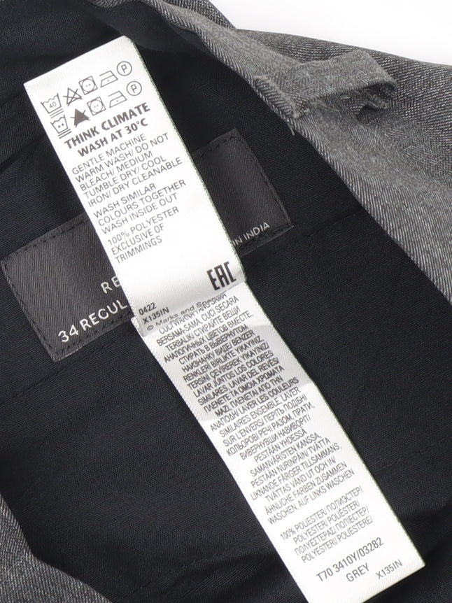 Marks and Spencer Men's Grey Regular Fit Dress Trousers 34W 31L