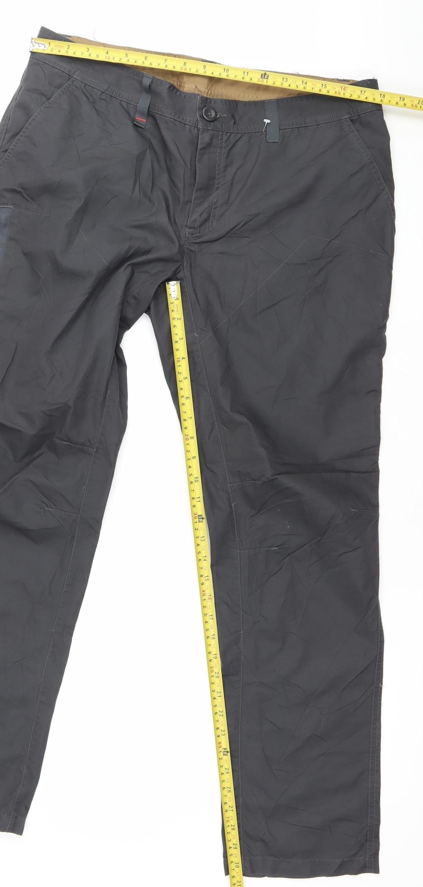 Decathlon Mens Black XL Trousers 37W 32L Lightweight Casual