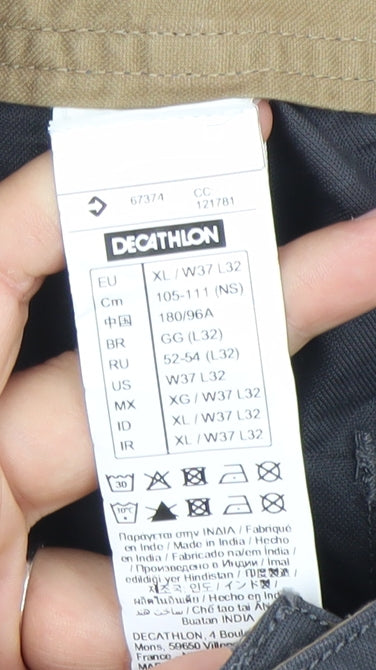 Decathlon Mens Black XL Trousers 37W 32L Lightweight Casual