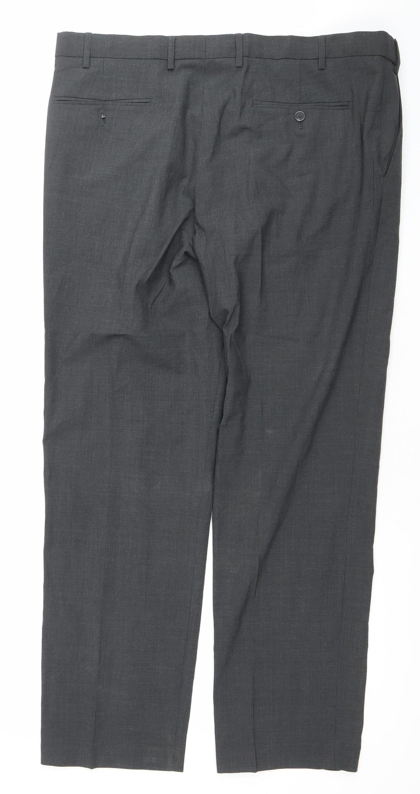 Marks and Spencer Mens Grey Wool Blend Regular 38x31 Dress Trousers