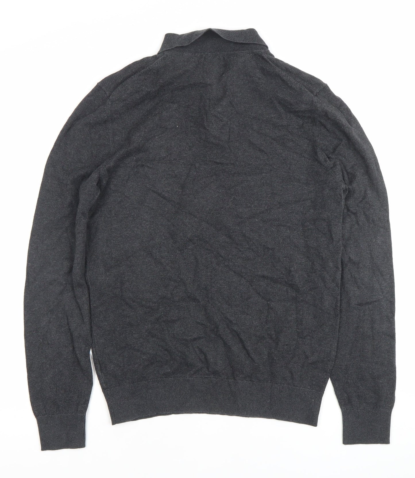 Burton Menswear Men’s Grey Small Long Sleeve Polo Shirt Cotton Blend