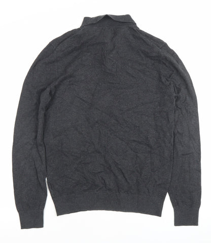 Burton Menswear Men’s Grey Small Long Sleeve Polo Shirt Cotton Blend