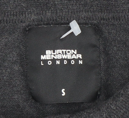 Burton Menswear Men’s Grey Small Long Sleeve Polo Shirt Cotton Blend