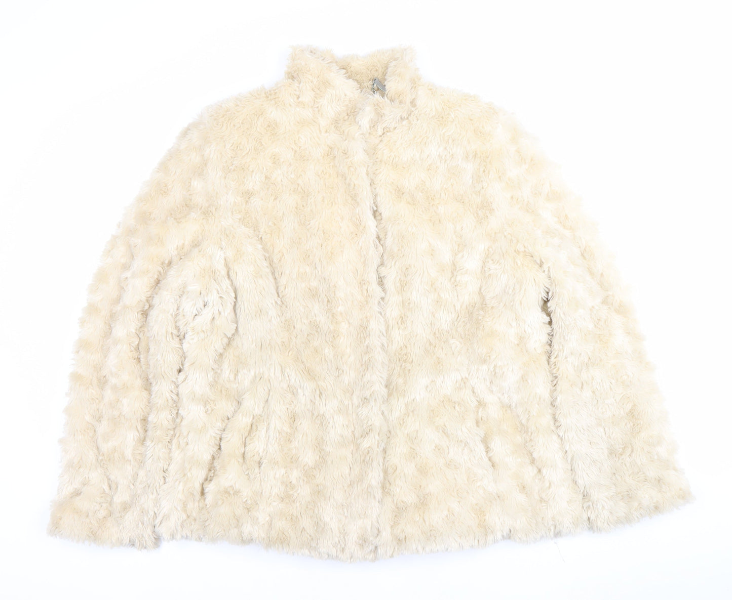 Lakeland Women Ivory Faux Fur Mid-Length Coat Size 18
