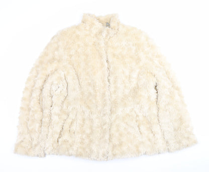 Lakeland Women Ivory Faux Fur Mid-Length Coat Size 18