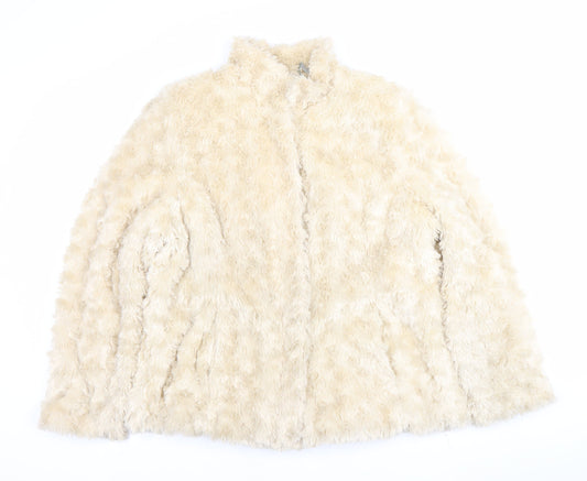 Lakeland Women Ivory Faux Fur Mid-Length Coat Size 18
