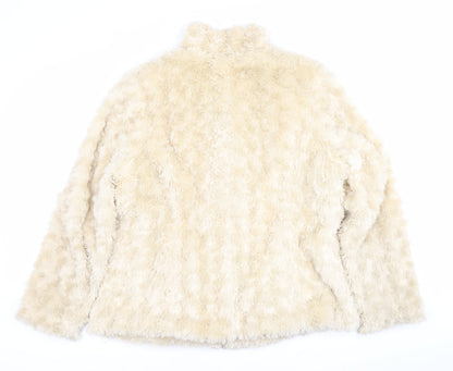 Lakeland Women Ivory Faux Fur Mid-Length Coat Size 18