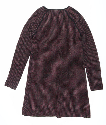Zara Women’s Multicoloured Knit Shift Dress Size 8 Long Sleeve