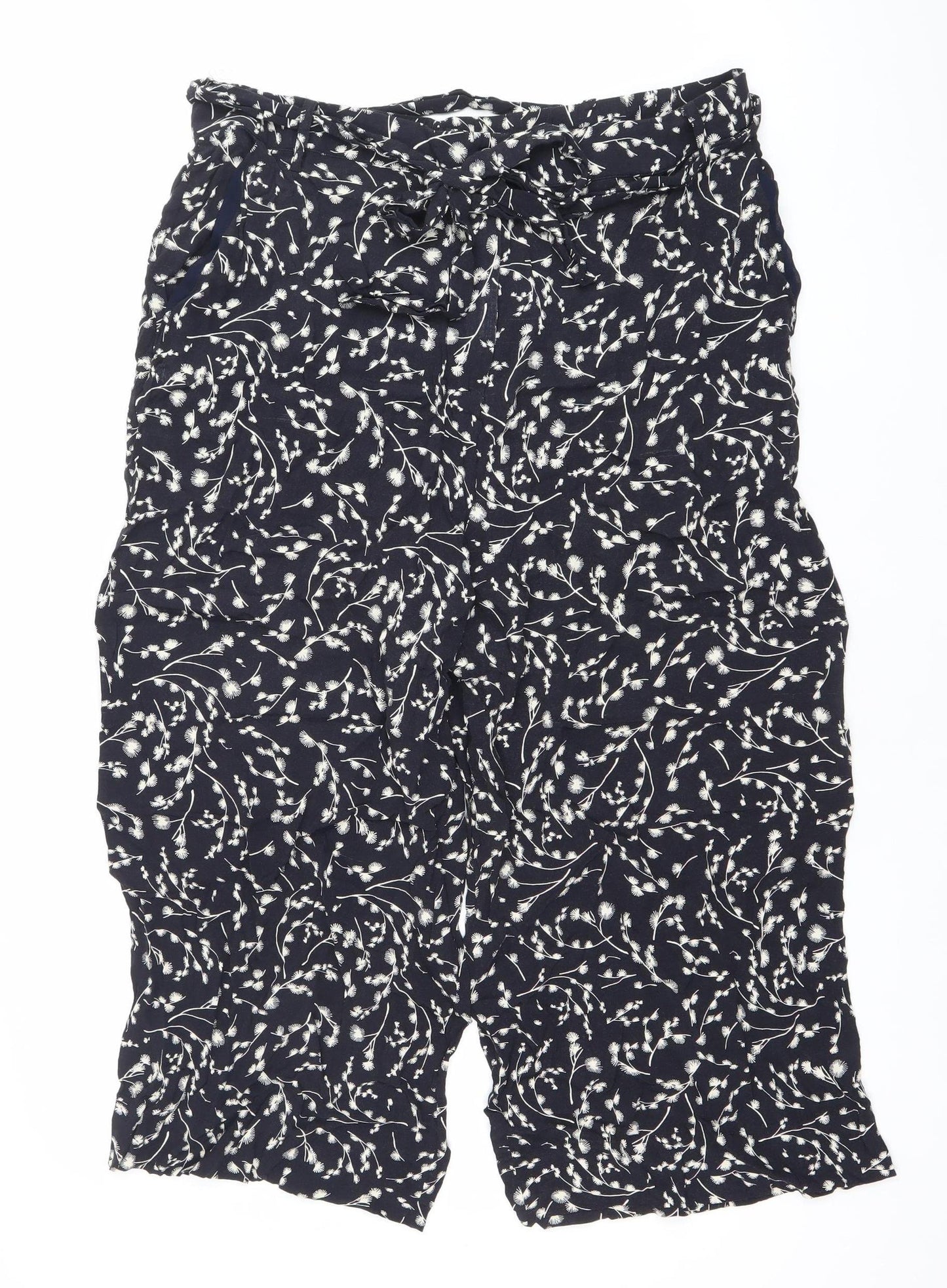 Hobbs Women’s Blue Floral Wide-Leg Trousers Size 16 Viscose