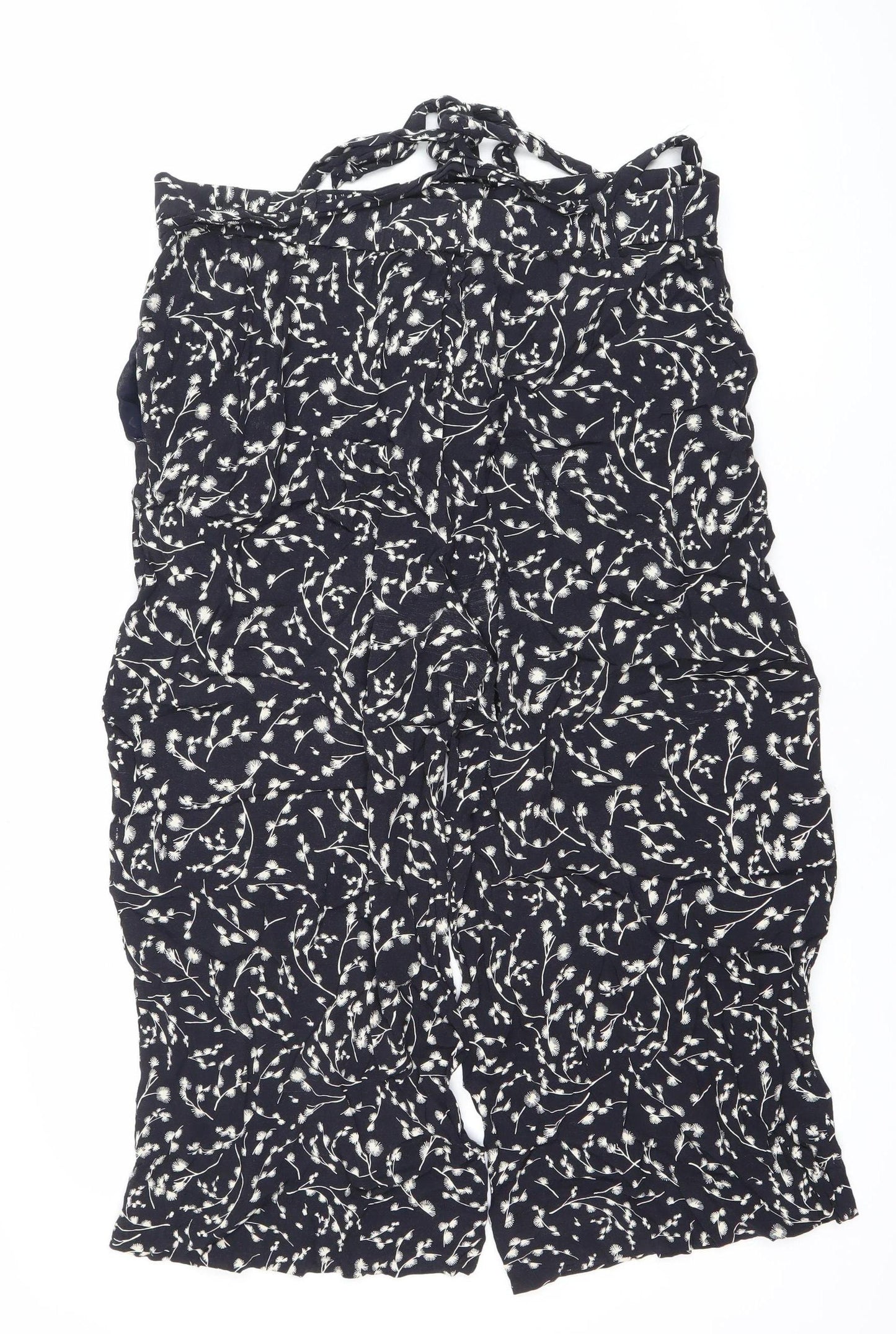 Hobbs Women’s Blue Floral Wide-Leg Trousers Size 16 Viscose