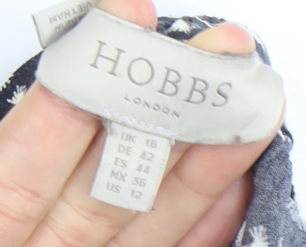 Hobbs Women’s Blue Floral Wide-Leg Trousers Size 16 Viscose