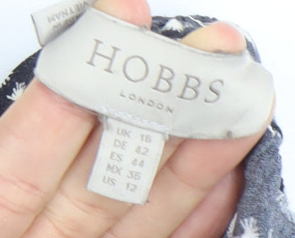 Hobbs Women’s Blue Floral Wide-Leg Trousers Size 16 Viscose