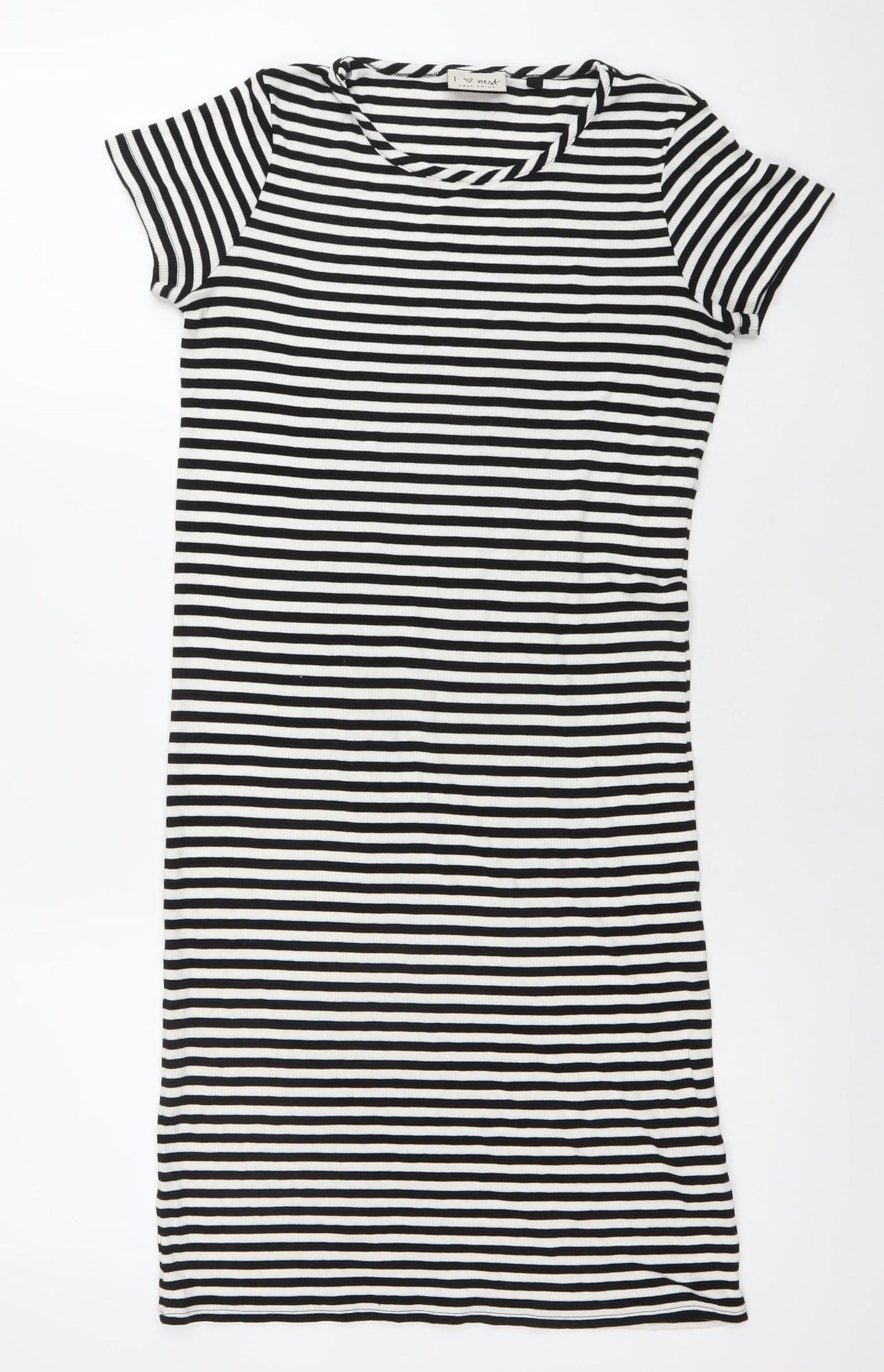 Next Teens Black White Striped T-Shirt Dress Size 12-14