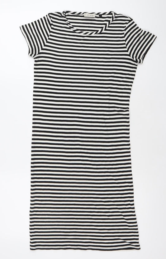 Next Teens Black White Striped T-Shirt Dress Size 12-14