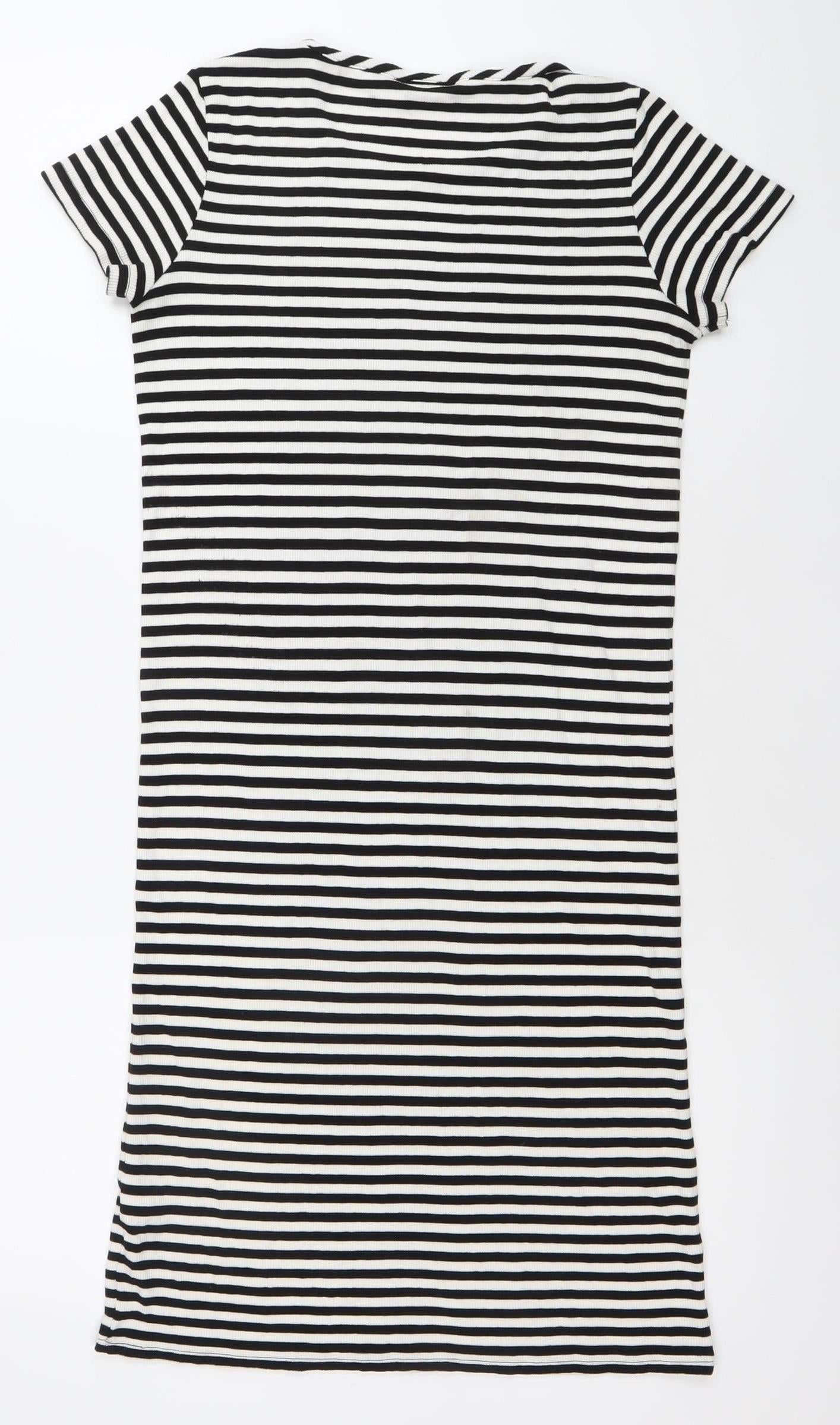 Next Teens Black White Striped T-Shirt Dress Size 12-14
