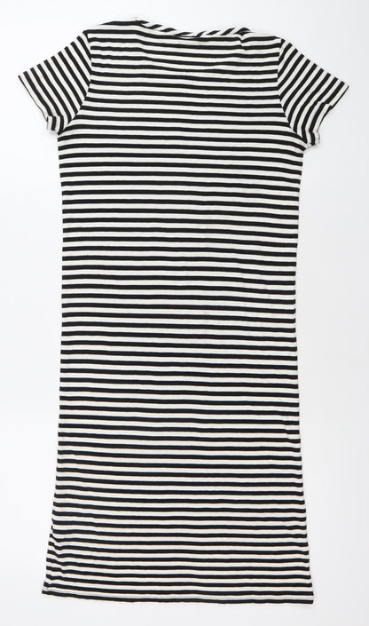 Next Teens Black White Striped T-Shirt Dress Size 12-14
