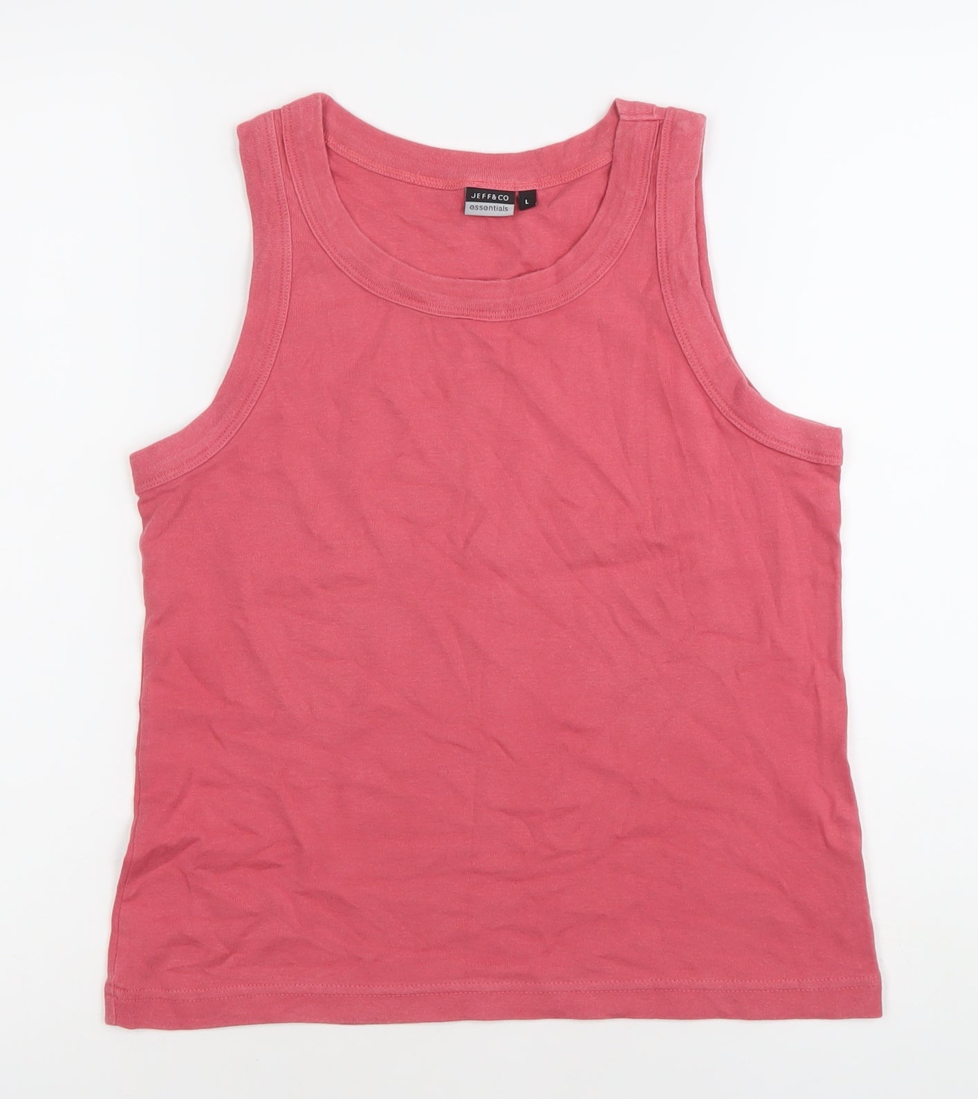 Womens UK Size L Jeff & Co Pink Basic Tank