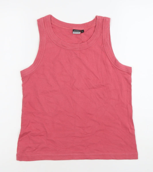 Womens UK Size L Jeff & Co Pink Basic Tank