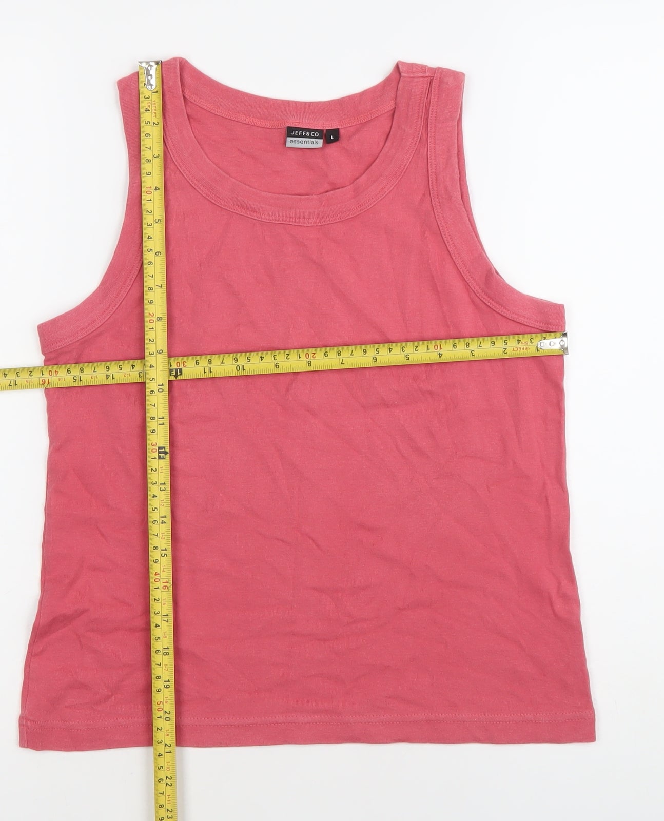Womens UK Size L Jeff & Co Pink Basic Tank