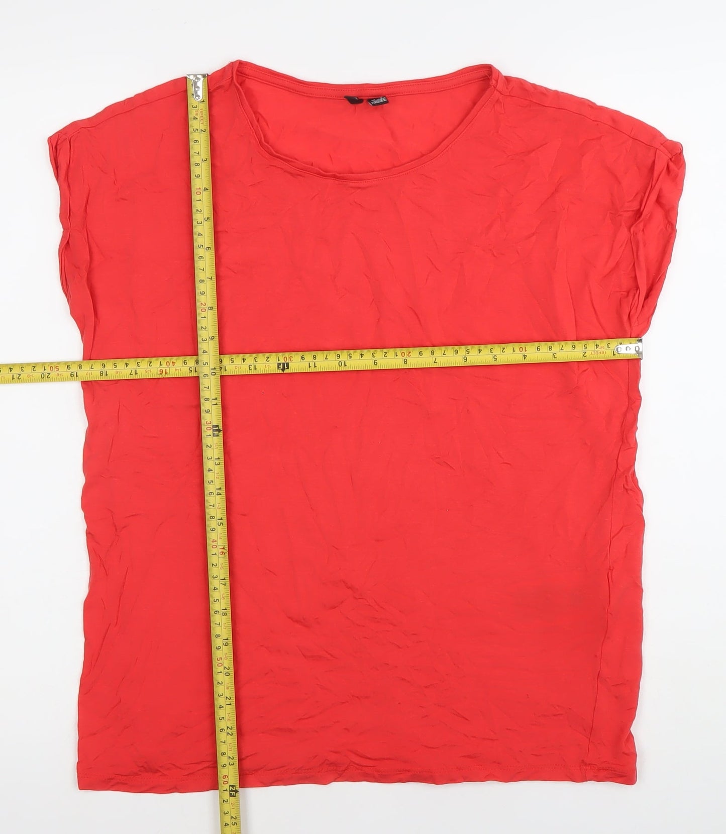 Womens UK Size 12 VERO MODA Red Basic T-Shirt