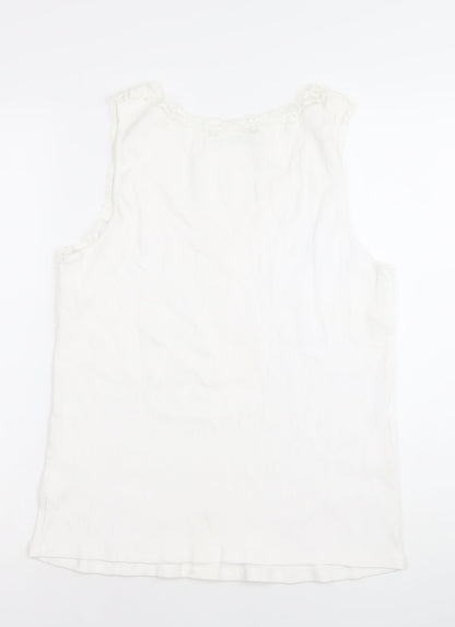 Marks and Spencer Womens White Cotton Lace Trim V-Neck Camisole Tank Top Size 20