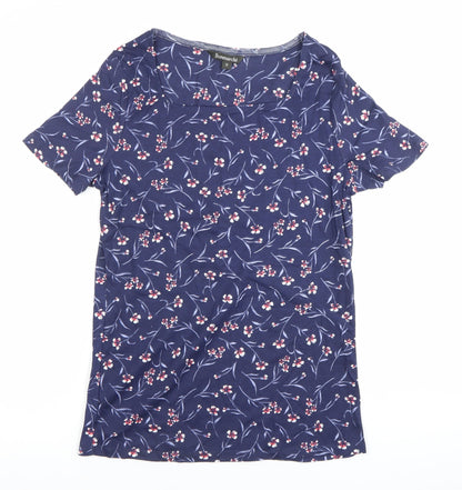 Bonmarché Women’s Blue Floral Cotton T-Shirt Size 12 Short Sleeve
