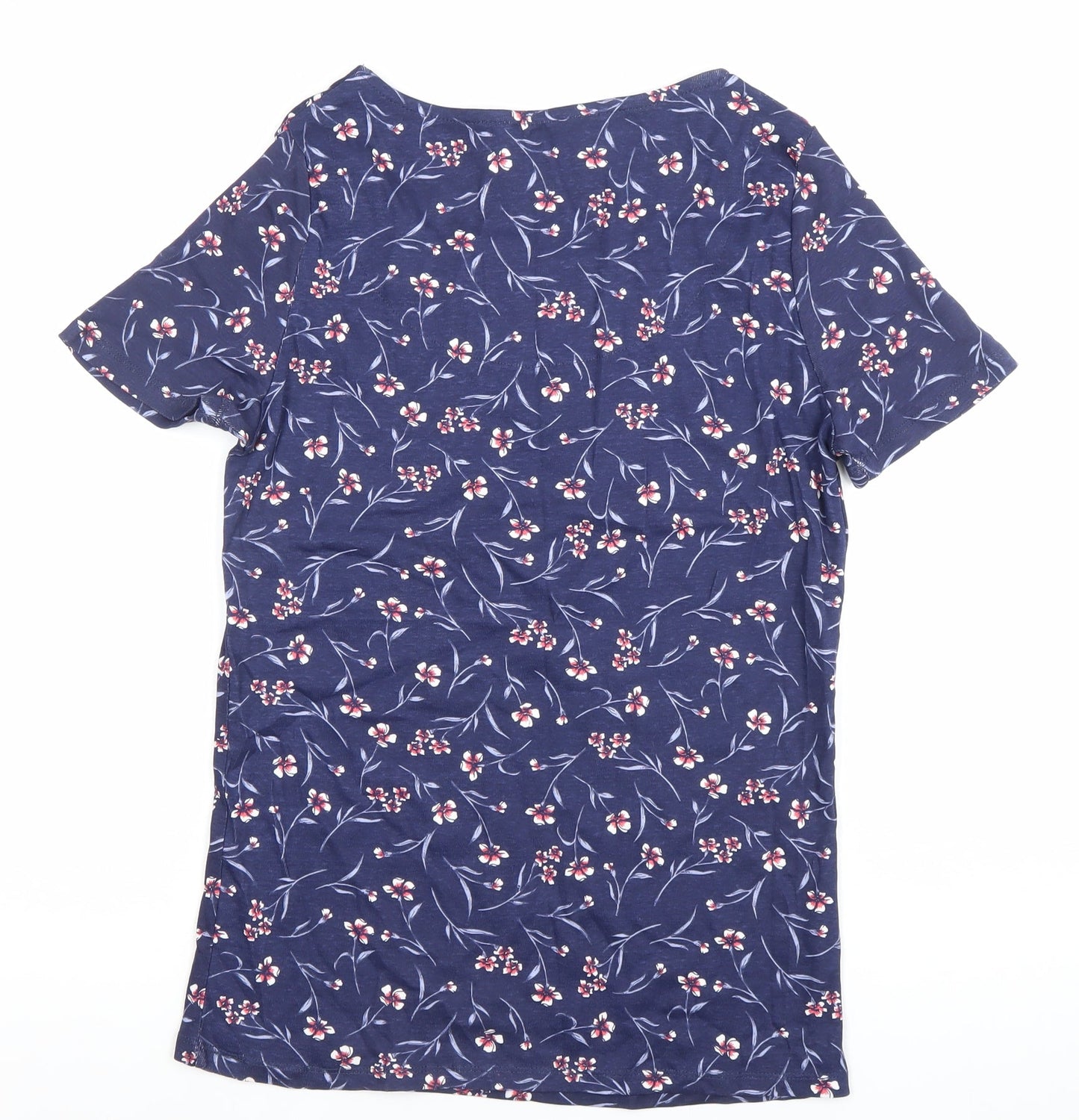 Bonmarché Women’s Blue Floral Cotton T-Shirt Size 12 Short Sleeve