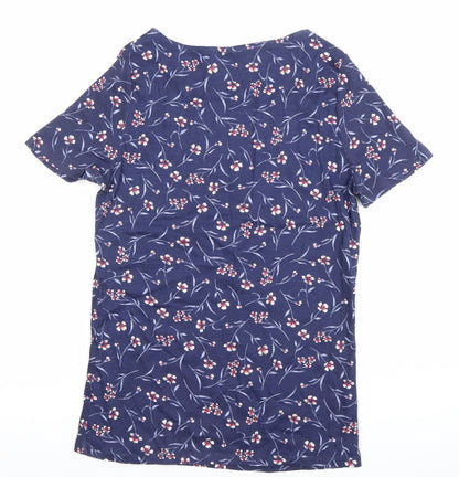 Bonmarché Women’s Blue Floral Cotton T-Shirt Size 12 Short Sleeve