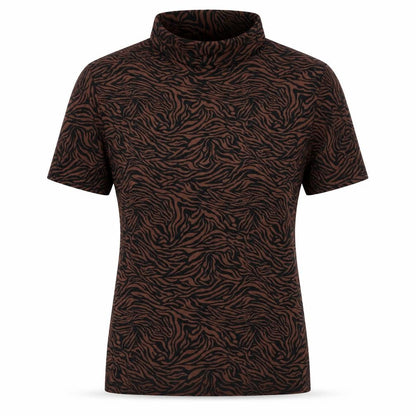 Apricot Womens Brown Animal Print Roll Neck T-Shirt Size 16