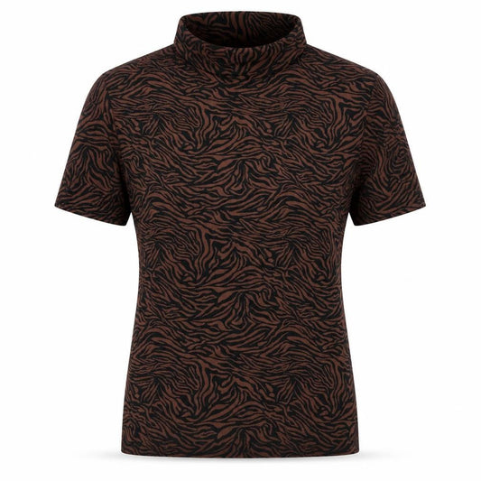 Apricot Womens Brown Animal Print Roll Neck T-Shirt Size 16