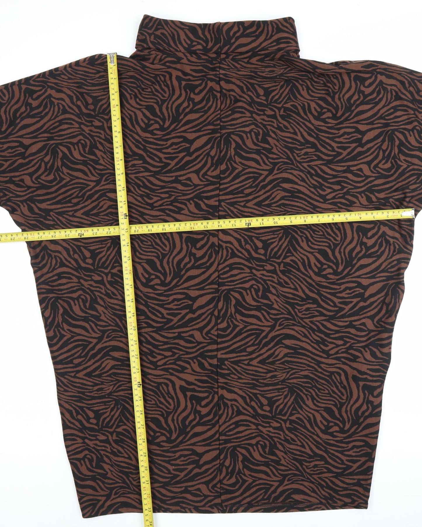 Apricot Womens Brown Animal Print Roll Neck T-Shirt Size 16