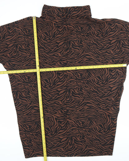 Apricot Womens Brown Animal Print Roll Neck T-Shirt Size 16