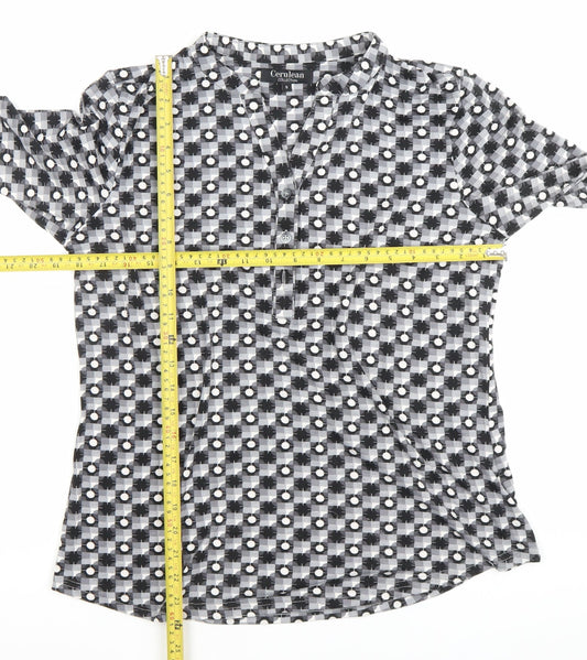 Womens UK Size S Cerulean Collection Black Tunic Button-Up