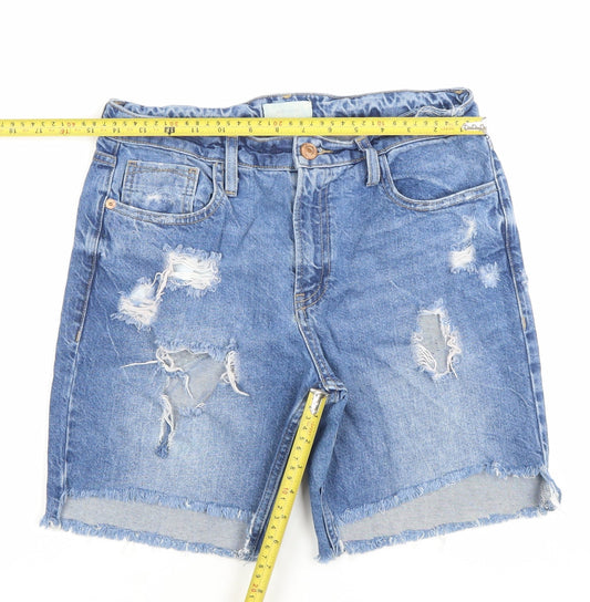 River Island Womens Blue Size 8 Denim Cut-Off Shorts Distressed
