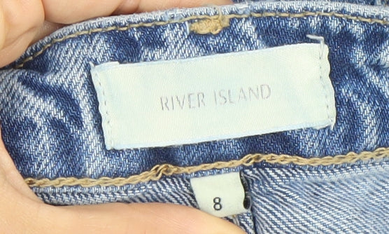 River Island Womens Blue Size 8 Denim Cut-Off Shorts Distressed