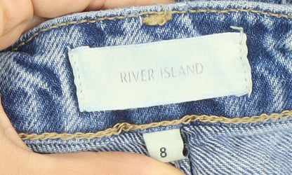 River Island Womens Blue Size 8 Denim Cut-Off Shorts Distressed