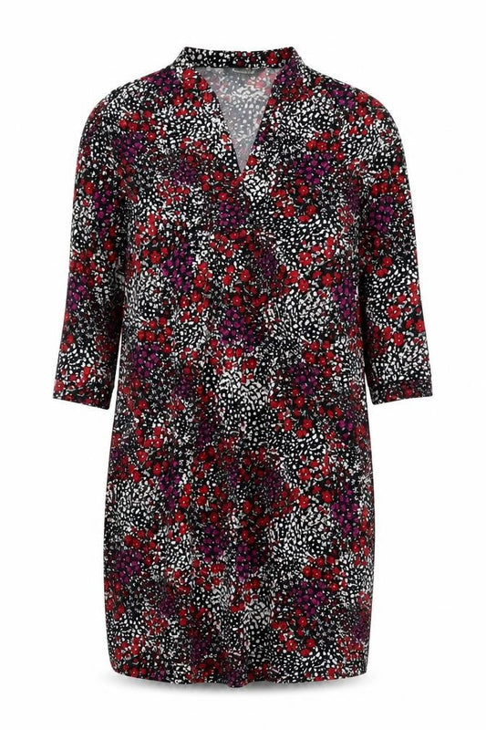 Bonmarché Women’s Black Floral Bodycon Dress Size 10 V-Neck Long Sleeve