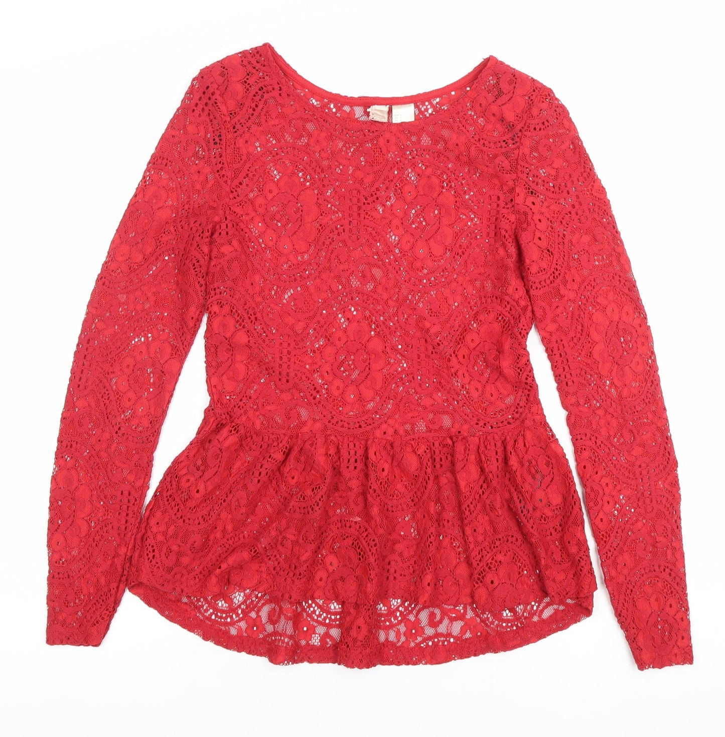 Womens UK Size S H&M Red Tunic Blouse