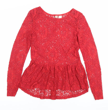 Womens UK Size S H&M Red Tunic Blouse