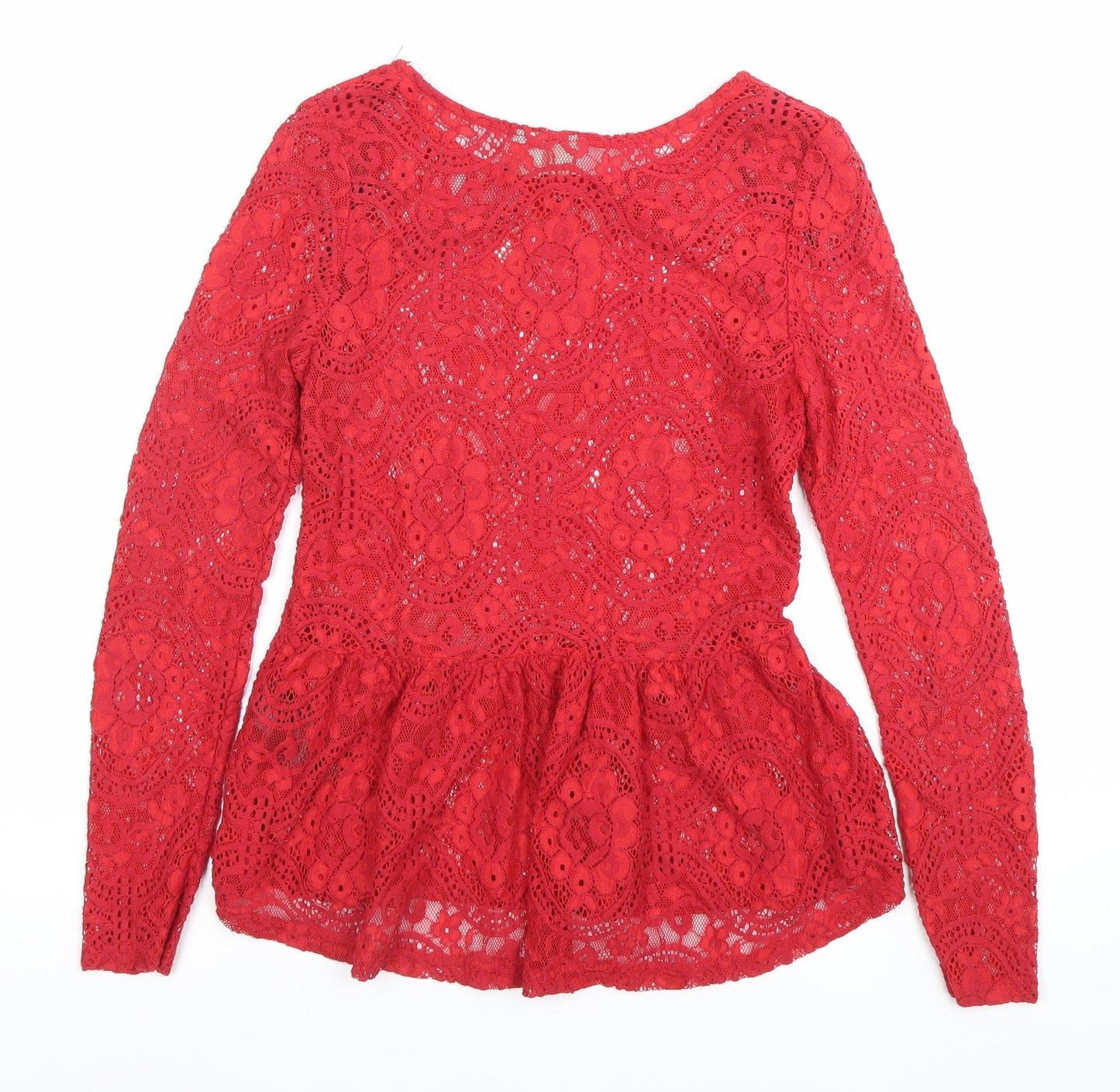 Womens UK Size S H&M Red Tunic Blouse