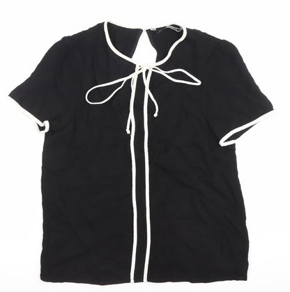 Womens UK Size L Zara Black Tunic Blouse