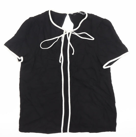 Womens UK Size L Zara Black Tunic Blouse