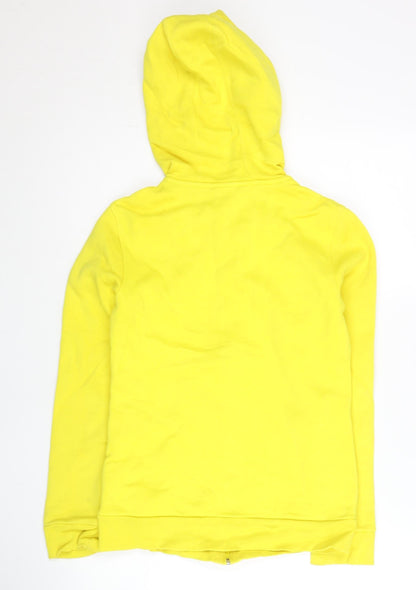 Adidas Womens Yellow Full Zip Hoodie Size 8 UK Sports Graphic